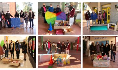 El Ayuntamiento reparte material deportivo entre los centros educativos públicos de Alhama