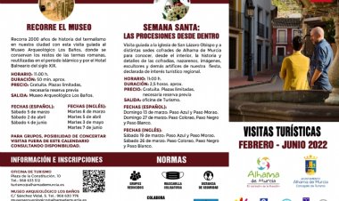 Programa de visitas turísticas de febrero a junio de 2022