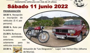III Concentración de Vehículos Clásicos en La Costera, como preludio de sus fiestas patronales.Será el sábado 11 de junio, a partir de las 18.30 h.  @Ayuntamiento Alhama de Murcia