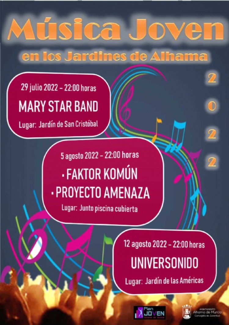 Música Joven en los Jardines de Alhama. Del 29 de julio al 12 de agosto