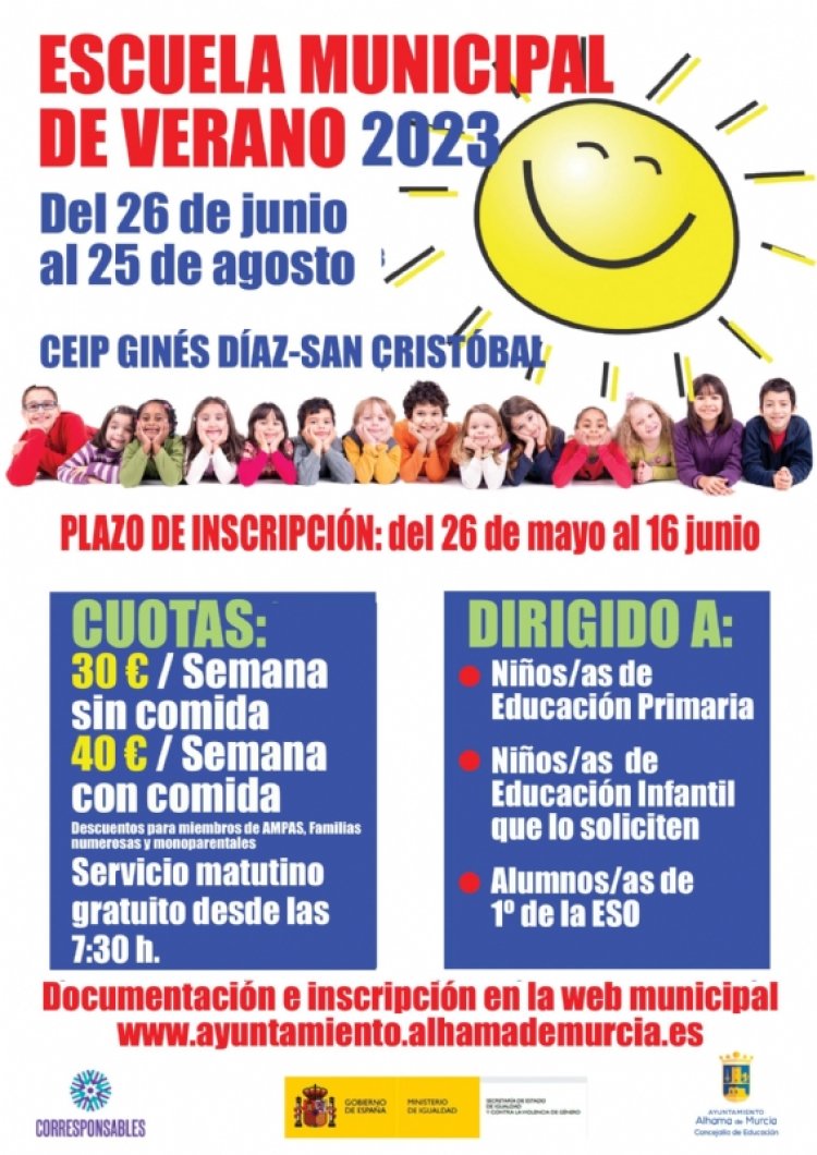 Abierto el plazo de inscripción para la Escuela de Verano 2023