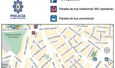 Cortes de tráfico y desvío provisional de la parada de autobus del 11 al 16 de octubre con motivo de la Feria de Alhama