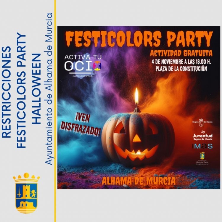 Festicolors Party de Halloween: restricciones de tráfico y transporte en Alhama de Murcia