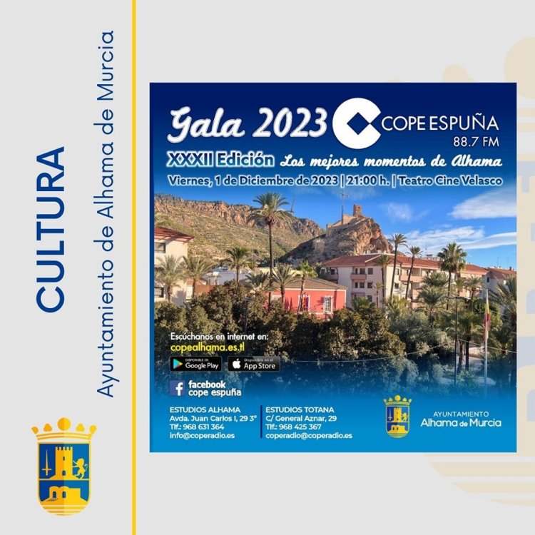 El próximo viernes 1 de diciembre, a las 21:00 horas, el teatro cine Velasco acogerá la XXXII Gala Cope Espuña 2023.