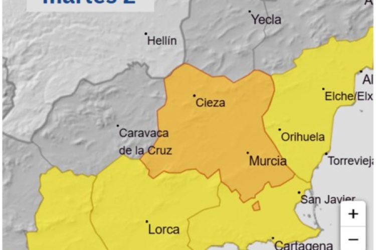 AEMET ha emitido para el martes, 2 de junio, aviso de fenómenos adversos de nivel naranja y amarillo por altas temperaturas.