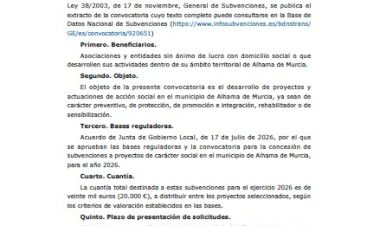 Alhama destina 20.000 euros a impulsar proyectos sociales del tercer sector