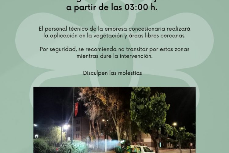 Aviso a la población por una fumigación contra los mosquitos durante la madrugada del viernes 24 de julio