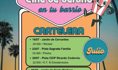 «Cine de verano en tu barrio» llevará siete sesiones gratuitas de cine al aire libre a distintos barrios de Alhama