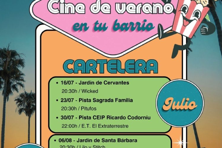 «Cine de verano en tu barrio» llevará siete sesiones gratuitas de cine al aire libre a distintos barrios de Alhama