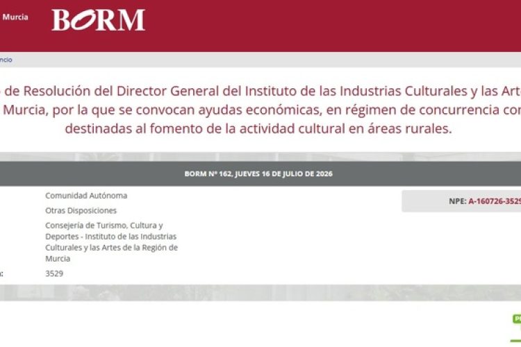 Cultura dota con más de 64.000 euros proyectos que se desarrollen en áreas rurales