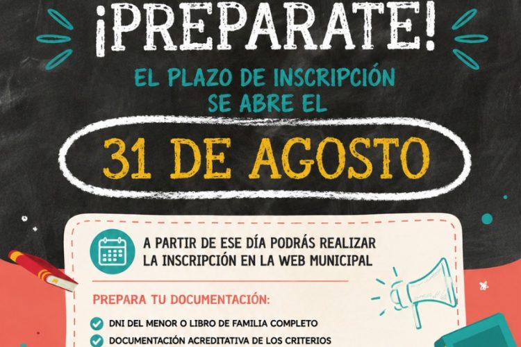 El Ayuntamiento informa de la próxima apertura del plazo de inscripción para el Servicio Municipal de Proximidad Matutino 2026-2027