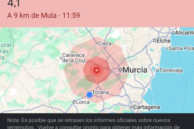 Terremoto de intensidad 4,1 sentido en Alhama, con epicentro en Mula.
