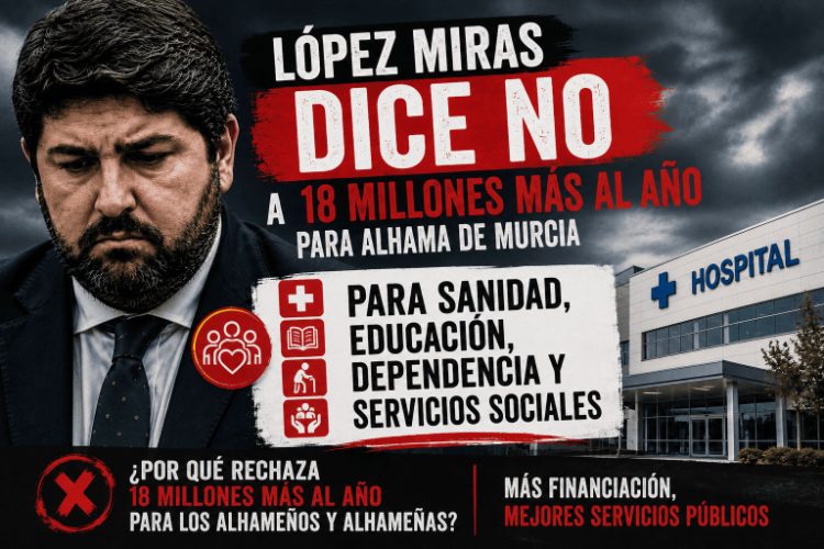 Felipe García: «López Miras tendrá que explicar por qué vota contra 18 millones de euros más al año para Alhama»