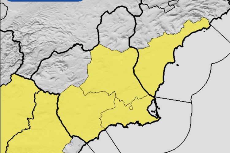 Meteorología actualiza aviso de fenómenos adversos por lluvias y tormentas este viernes en la Región de Murcia