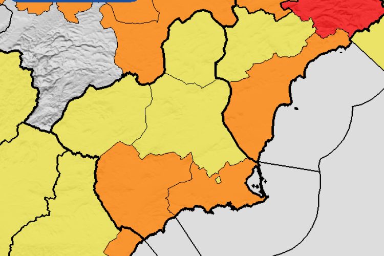 Aviso amarillo por lluvias y tormentas este lunes en el Valle del Guadalentín